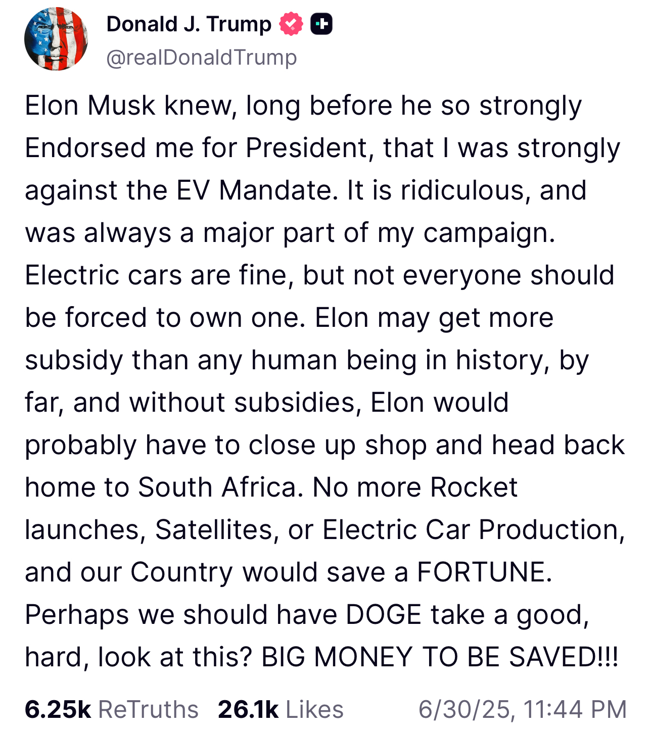 Trump Musk Post