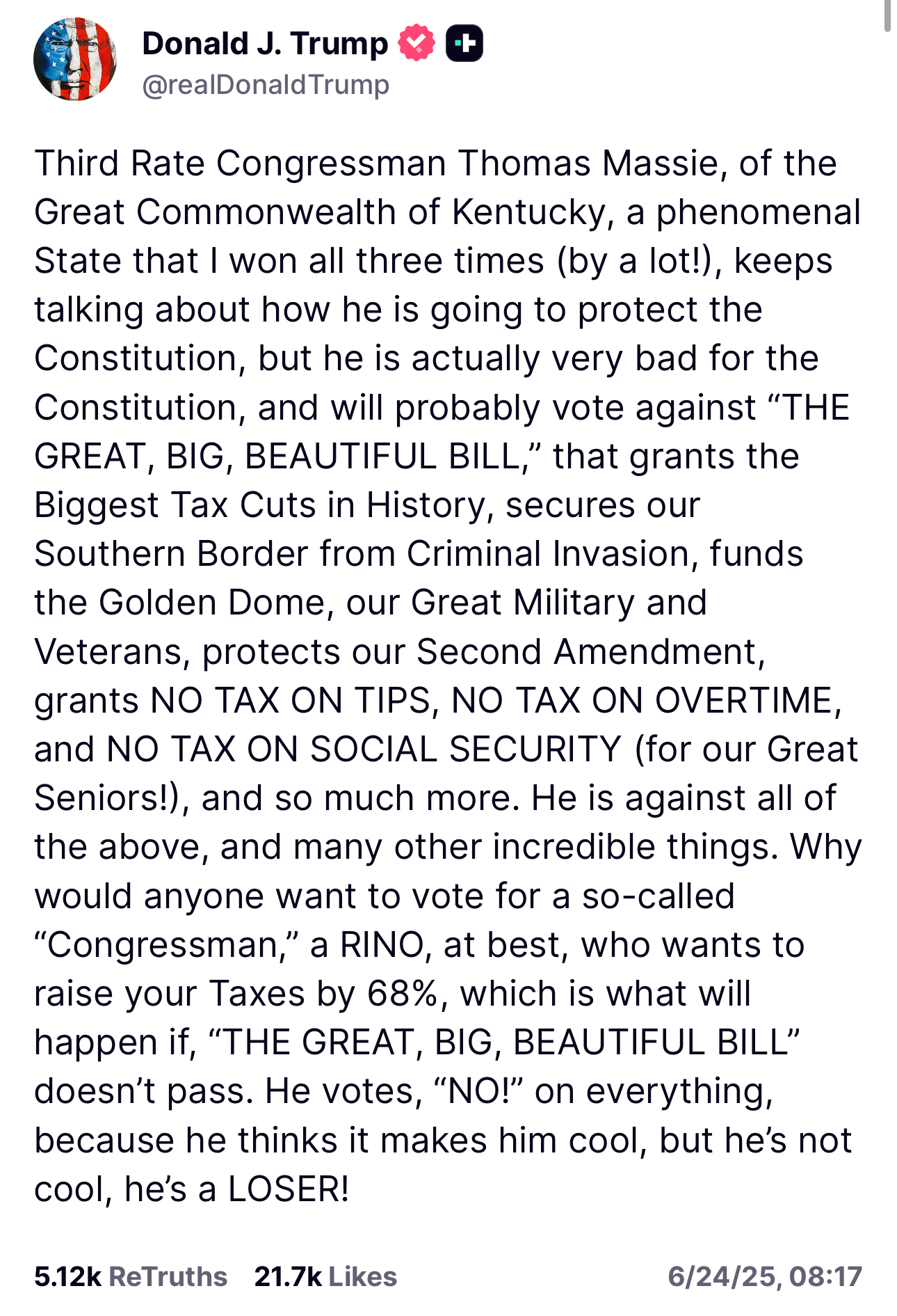 Trump Massie Post